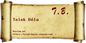 Telek Béla névjegykártya